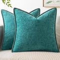 MIULEE Decorative Couch Throw Pillow Covers 18x18 Inch Teal 2 Pack | Farmhouse by MIULEE