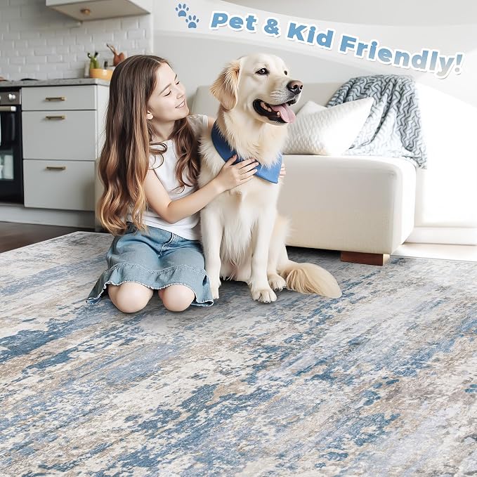 pmtsns Area Rugs 6x9 for Living Room: Washable Rug Modern Abstract Neutral Soft - Image 5