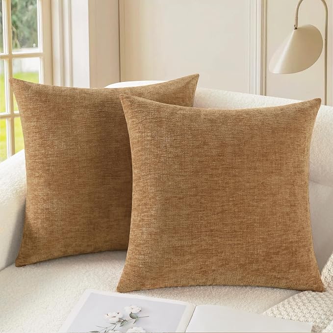 CaliTime Decorative Couch Throw Pillow Covers 18 X 18 Inches Apricot Brown | by CaliTime