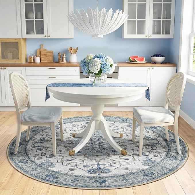 RELEANY Washable Area Rug, Round 6ft, Water Repellent, Pet Friendly, Vintage - Image 2
