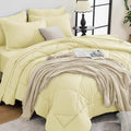 HEVUMYI Cream Yellow Twin Comforter Set - 5-Piece All Season Bed in a Bag Twin, Ultra Soft Bedding Set with Comforter, Flat Sheet, Fitted Sheet, Pillowcases, Pillow Shams