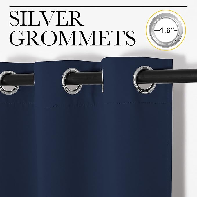 NICETOWN Blackout Draperies Curtains, Navy, 1 Pair, 34 x 36 inches, All Season Thermal Insulated Solid Grommet Top Blackout Curtains/Drapes for Kid's Room