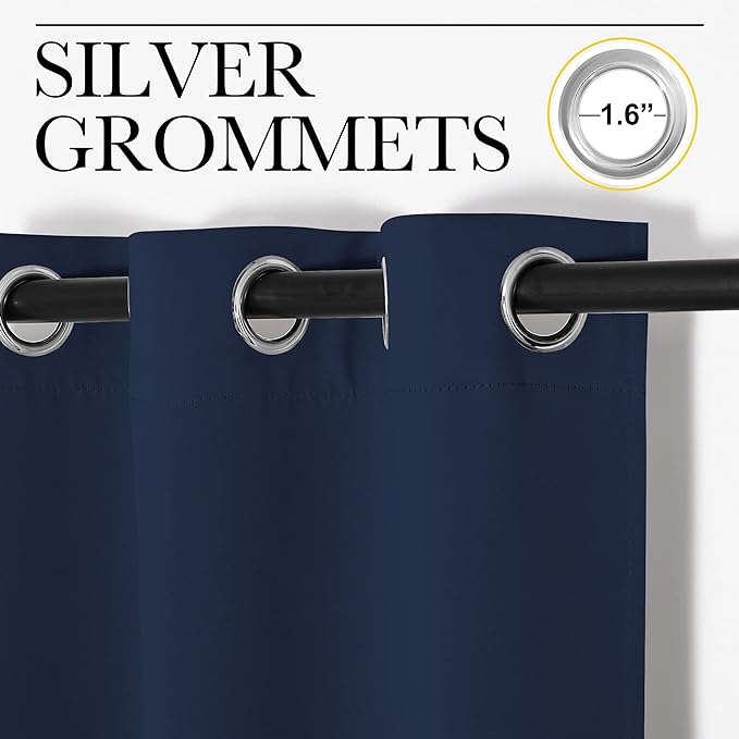 NICETOWN Room Separating Divider, Room Divider Curtain Screen Partition, Function Thermal Blackout Patio Door Curtain Panel, Sliding Door Insulated Curtain for Patio, Navy, 8.3ft Wide x 8ft Long