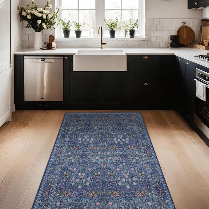 Vintage Dark Blue 3x6 Runner Rugs - Image 3
