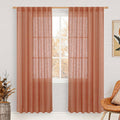 Terracotta Linen Boho Curtains Light Filtering Semi Sheer Panels | Linen by LAMIT