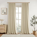 KangBang Pinch Pleat Beige Black Out Curtains 96 Inches Long, Pinch Pleated Drapes for Living Room Office with Hooks Track System, Thermal Insulated Track Curtains 2 PCs(42Wx96L, Natural Beige)