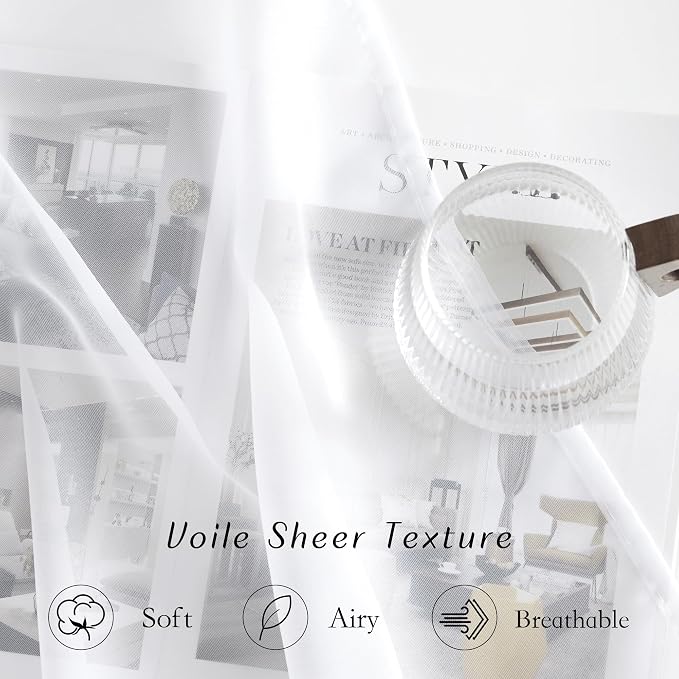 NICETOWN Voile White Sheer Curtains - Image 4