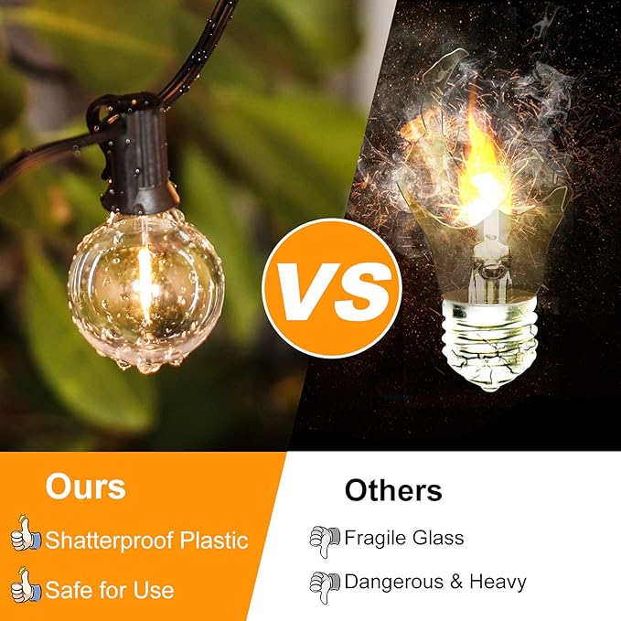 80FT Outdoor G40 LED Globe String Lights Dimmable Waterproof Shatterproof Light Strings with 40 Bulbs Connectable Commercial Hanging Lights for Christmas Patio House Backyard Balcony Party