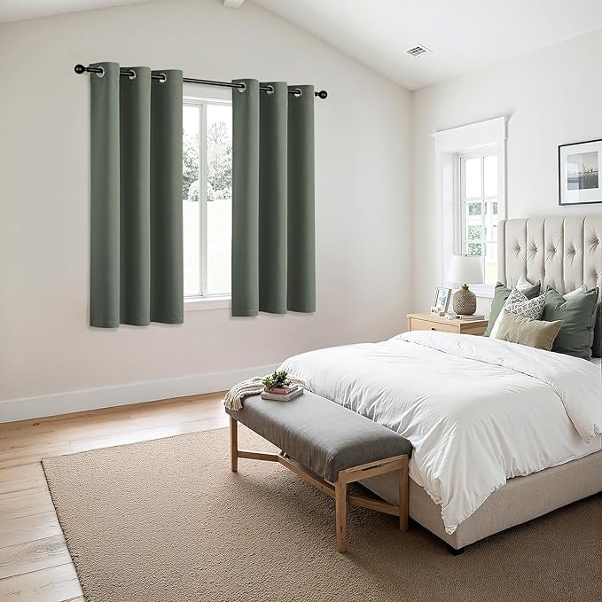 MIULEE Blackout Curtains for Bedroom 2 Panel 40 x 54 Inch Long Dark Mallard | - Image 6