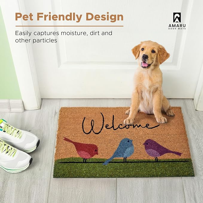 Coir Welcome Mat, Colorful Birds, 17 x 29 in | 100% Natural Coir, Anti-Shedding - Image 7