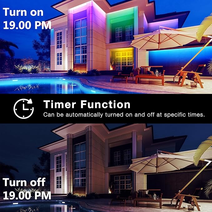 100ft Outdoor LED Strip Lights Waterproof, IP67 Waterproof LED Light Strips with Remote and APP Control, Timing, Music Sync RGB Exterior LED Rope Lights for Outside, Roof, Deck, Balcony, Garden, Pool