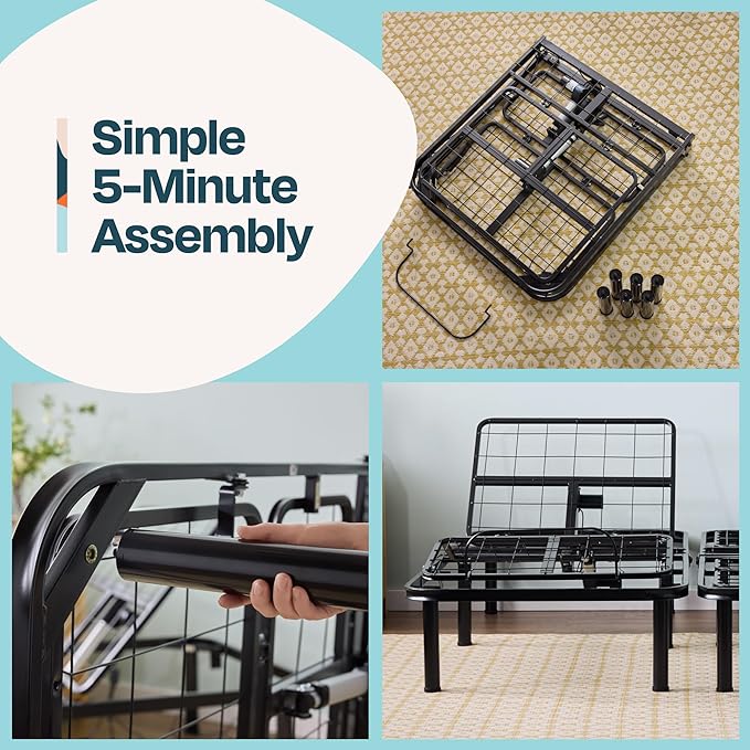 Linenspa Adjustable Bed Frame - Independent Head and Foot Incline - Powerful Quiet Motor - Easy Tool Free Assembly - Lounge - Watch TV - Working - Reading - Ergonomic - Electric Bed Base - Queen Size