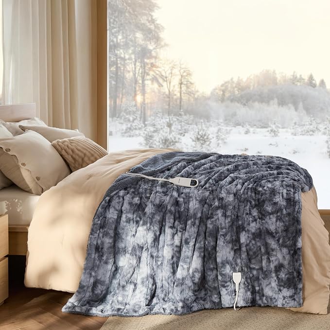 Bedsure Faux Fur Heated Blanket Twin Size, Fast Heating Electric Blanket Twin - Image 7