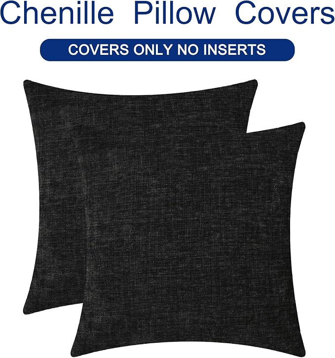 CaliTime Decorative Couch Throw Pillow Covers 16 X 16 Inches Black | Pack of 2 - Image 6
