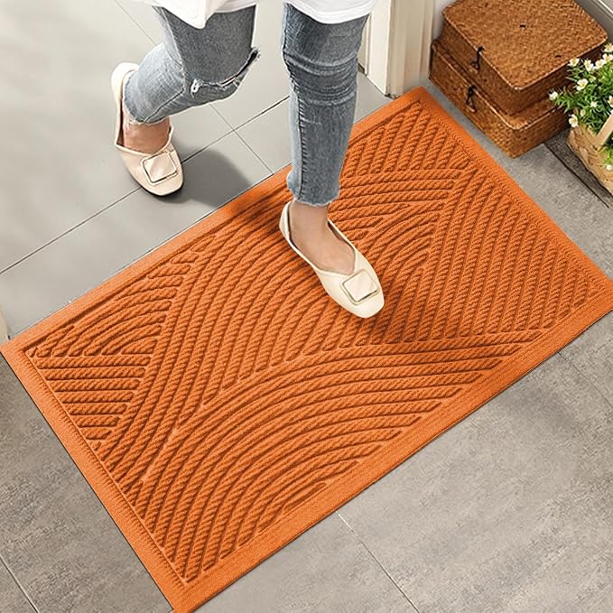Sturdy Front Door Mat, Absorbent Muddy Dirt Resist Welcome Door Mats Outdoor by HIYARD