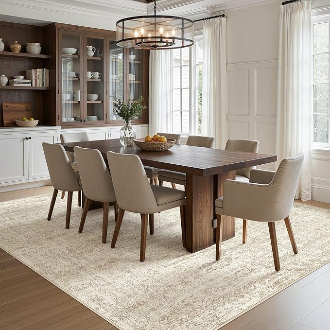 UERMEI Square Area Rugs : Washable 8x8 Neutral Modern Abstract Carpet - Image 4