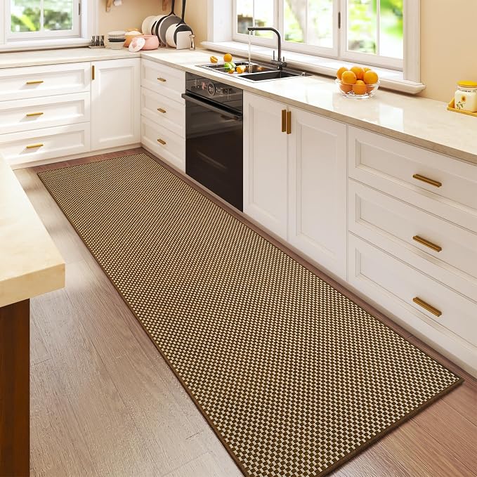 Kitchen Runner Rug Non Slip Hallway Runner Washable Dark Brown 2x6 ft | Boho by YDKGL