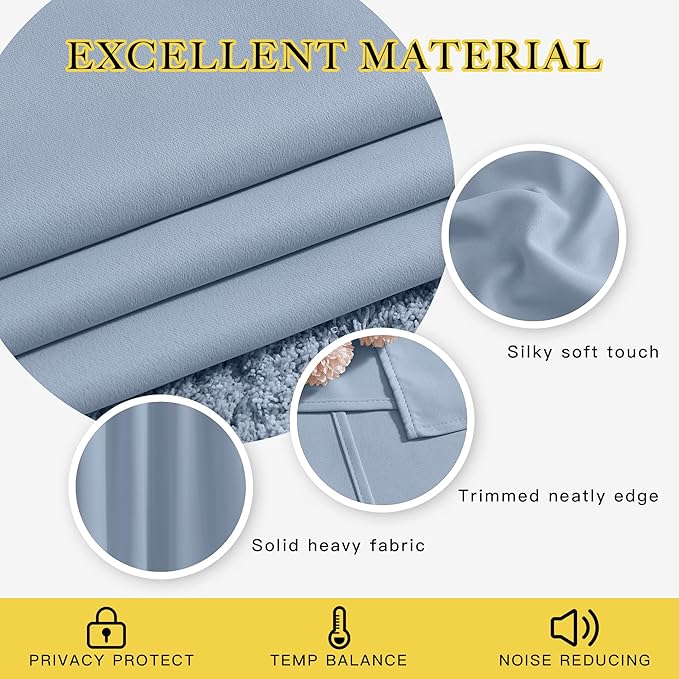 NICETOWN Blackout Bedroom Curtains 50 inches Long - Image 3