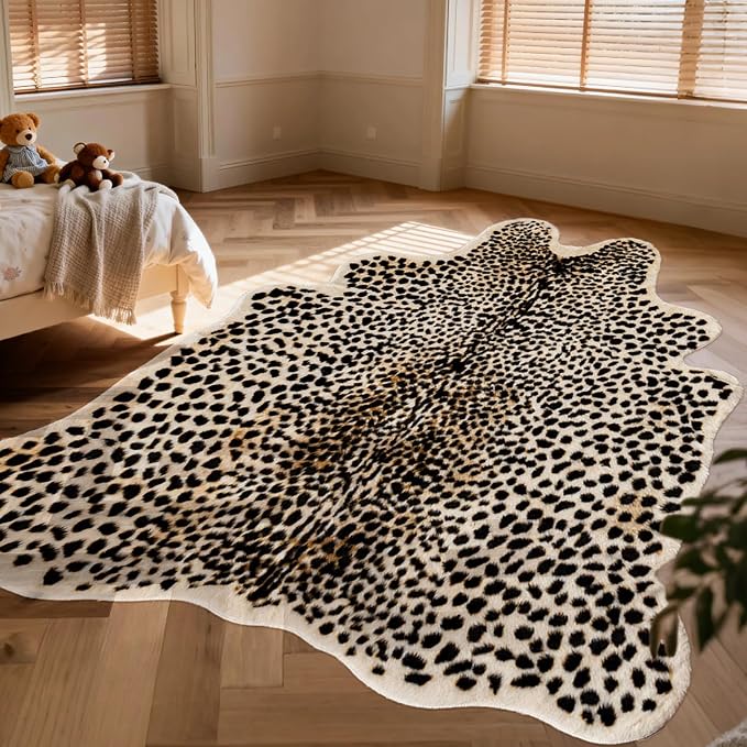 Leopard Print Rug, Large Cheetah Rug 6.2x8 Feet Soft Faux Animal Print Carpet - Image 6