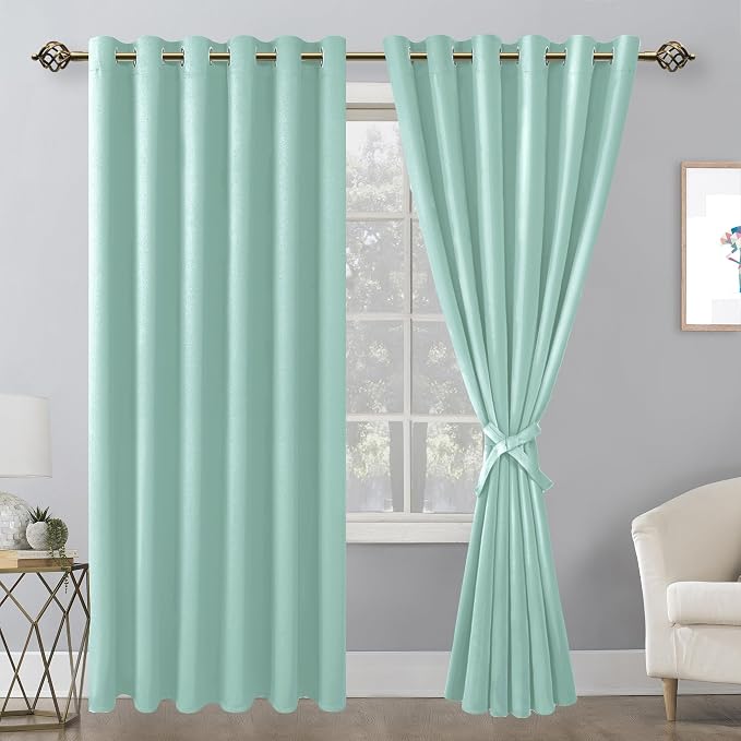 Room Darkening Curtains for Bedroom, 70 x 84 Inches, 2 Panels, Aqua | Thermal - Image 8