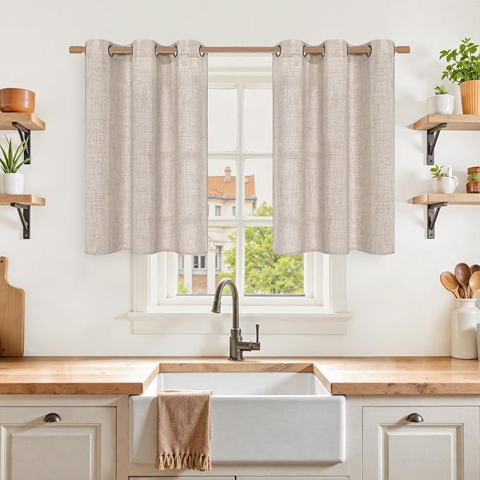YoungsTex Short Linen Curtains 36 Inch Length by YoungsTex