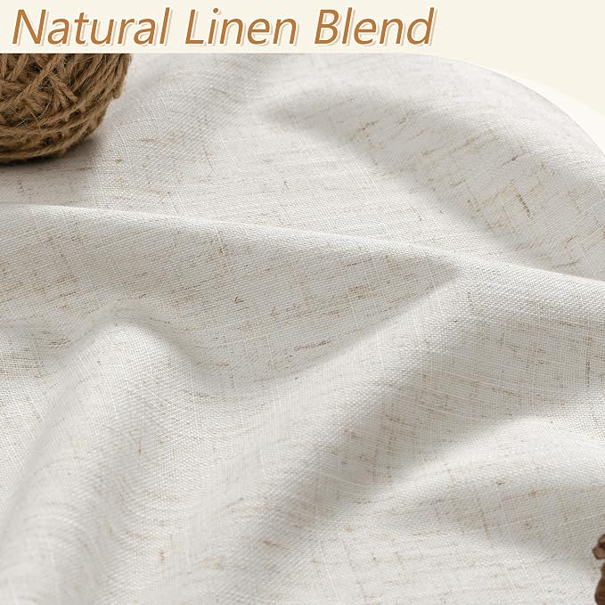 100% Blackout Linen Curtains for Bedroom 90 inches Long, Thermal Insulated Room - Image 3