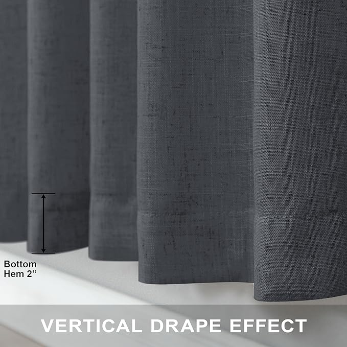 Grey Curtains for Living Room 96 Inches Long 2 Panels Back Tab Light Filtering - Image 7
