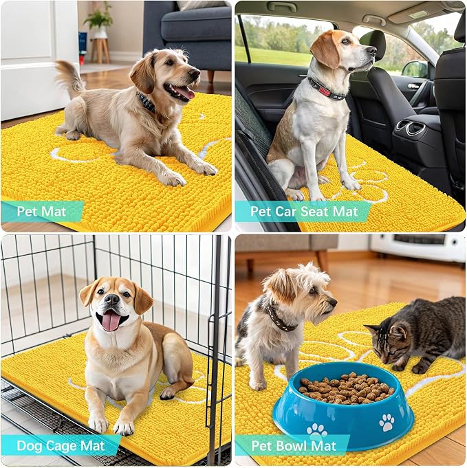 OLANLY Dog Door Mat for Muddy Paws 30x20, Paw Print Design Chenille Mud Mat | - Image 7