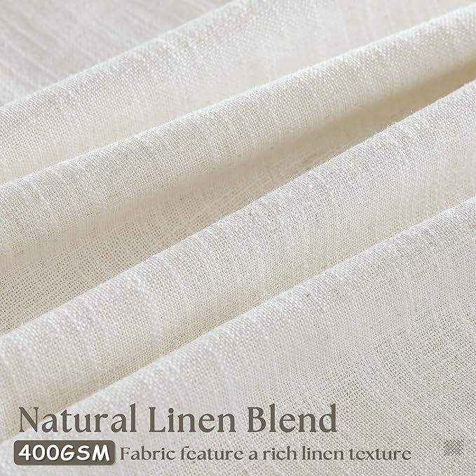 Natural Extra Wide Pinch Pleat 102 Inch Curtains 60 Inch Wide | Linen Blend - Image 2