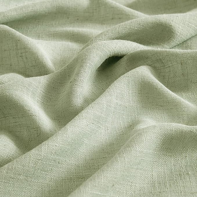 MIULEE Sage Green Linen Curtains 52x63 Inch Length 2 Panels - Image 4
