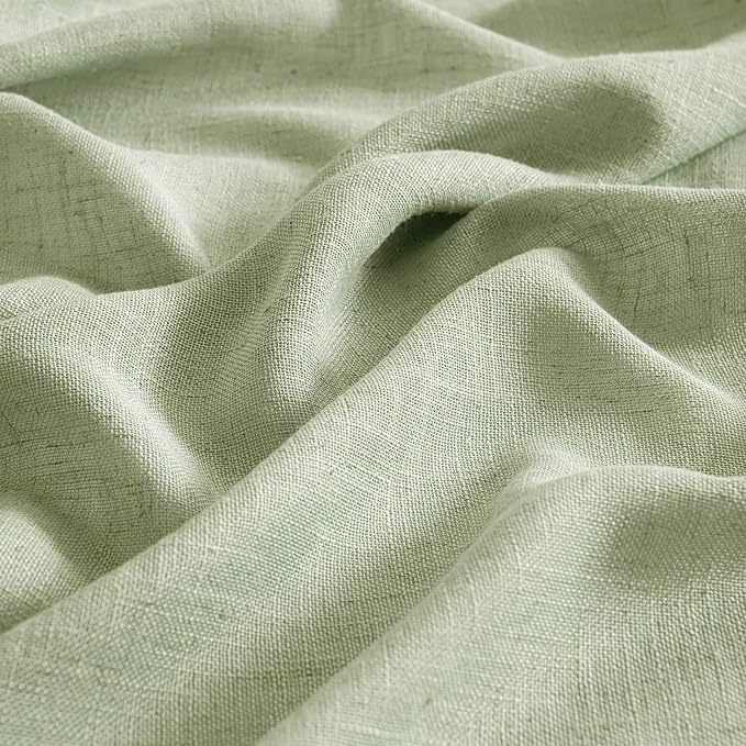 MIULEE Sage Green Linen Curtains 52x72 Inch Length - Image 4