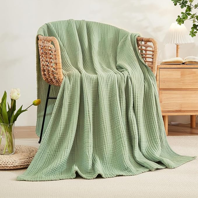 EMME Muslin Blankets for Adults Throw Blanket for Couch Breathable Gauze Soft - Image 5