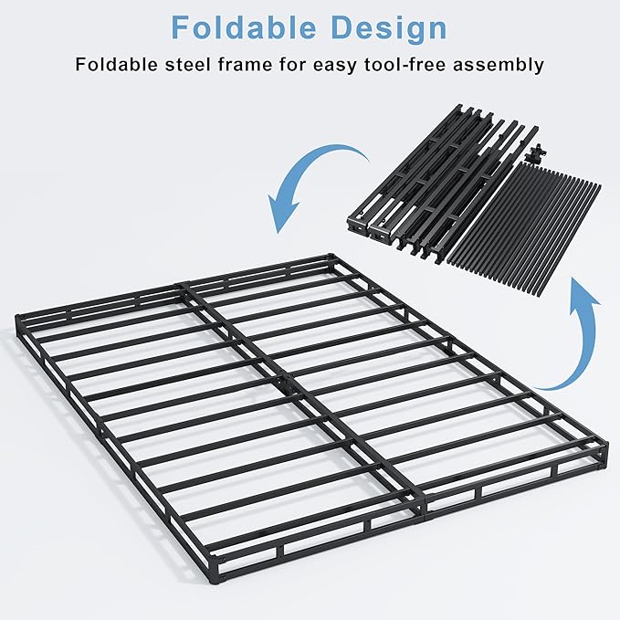 Full Box Spring 3 Inch, Low Profile Box Spring for Full Bed, Heavy Duty Mattress Foundation,Metal Bed Base with Fabric Cover/Non-Slip/Easy Assembly