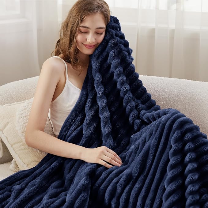 Bedsure Soft Twin Blanket for Bed Decor Gifts Navy Blue 60"x80" | Birthday - Image 4