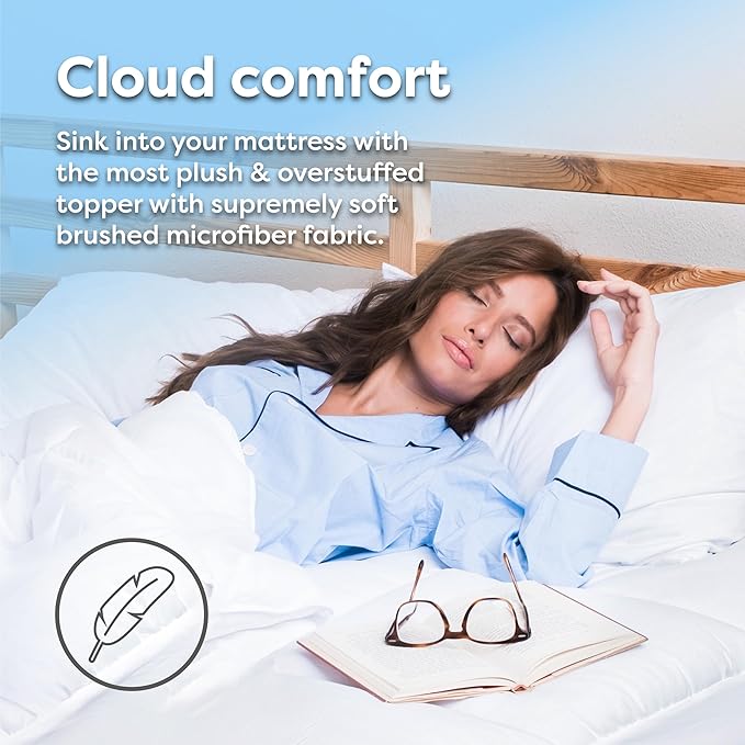 HOSPITOLOGY PRODUCTS Hypoallergenic Mattress Cover- Overstuffed - Deep Pocket - Goose Down Alternative Pillow Top Mattress Topper Twin - 39" W x 75" L