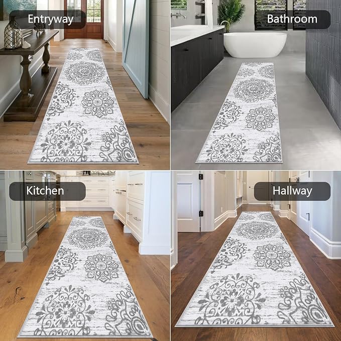 HEBE Hallway Runner Rug 2'x6', Washable Non Slip Kitchen Rug Runner | Soft Boho - Image 5
