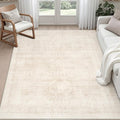 4x6 Area Rugs Living Room: Bedroom Neutral Washable Carpet Beige | Large by Luxturiy