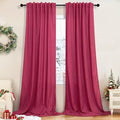 Pitalk Hot Pink Semi Sheer Curtains 96 Inch Long 2 Panel Set Rod Pocket Back by Pitalk