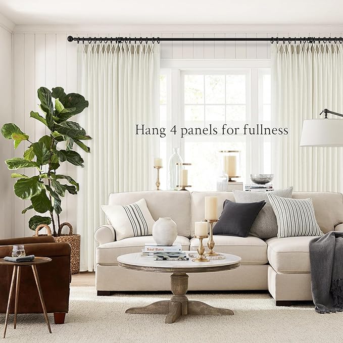 Topfinel 94 Inch Length Pinch Pleat Linen Curtains Drapes 2 Panels Set - Image 6