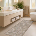Moss Green 2x5 Bathroom Rug Runners Non Slip Washable by HazoHaus