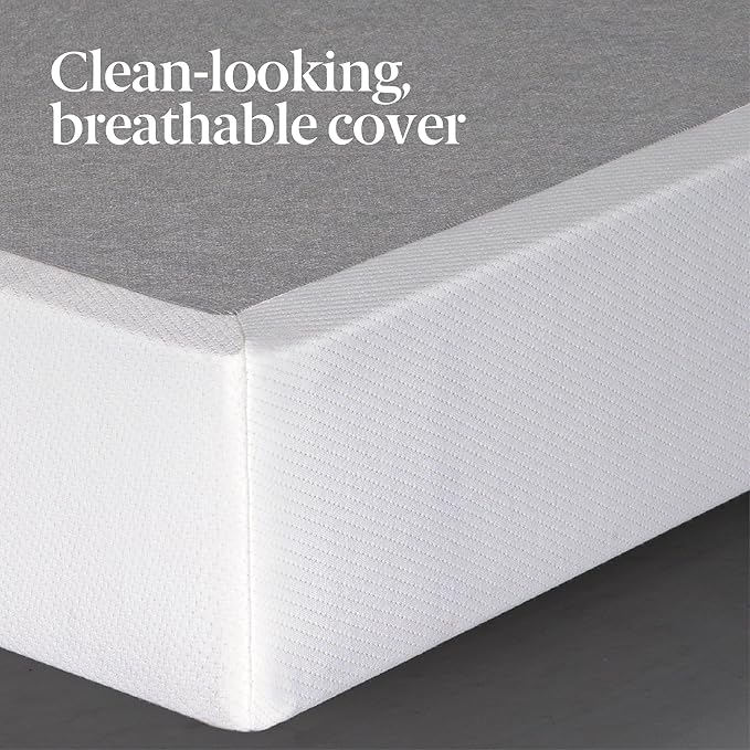 ZINUS No Assembly Metal Box Spring, 7.5 Inch White Mattress Foundation, Sturdy Metal Structure, Twin