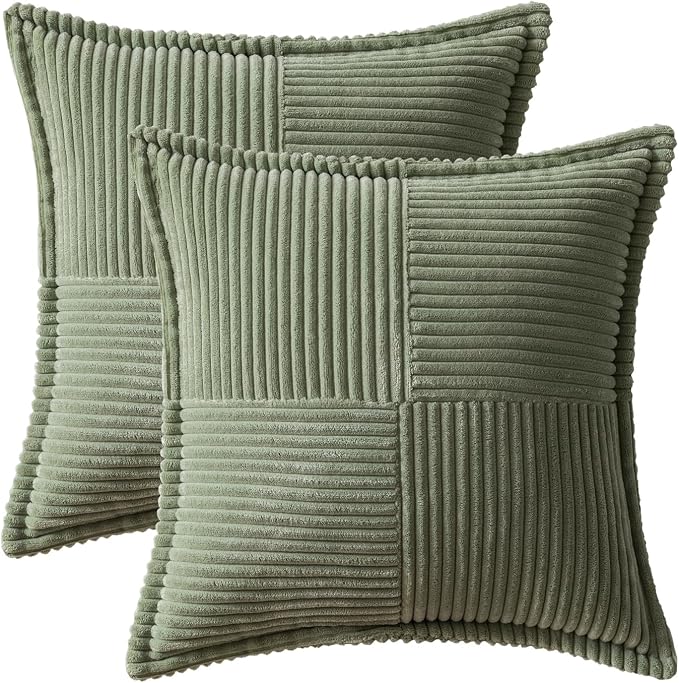 MIULEE Decorative Euro Sham Throw Pillow Covers 24x24 Light Olive Green | 2 Pack - Image 6