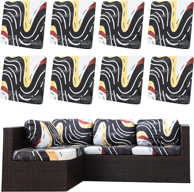 8Pcs Outdoor Cushion Covers, Elastic Patio Cushion Covers | Washable, by dreahoteztil