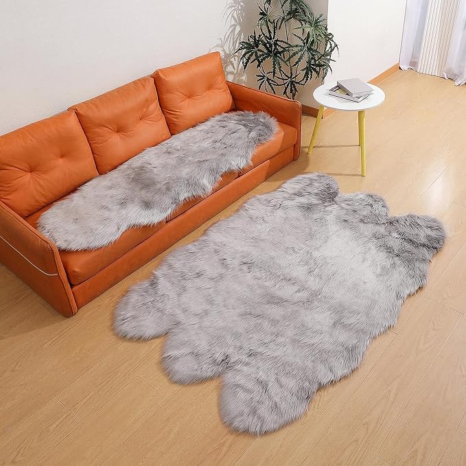 linmopm Faux Fur Sheepskin Rug, 4x6 ft | Shag Fluffy Fuzzy, High-Density Cushion - Image 3