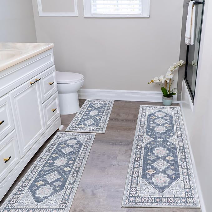 HEBE Boho Kitchen Rugs Set of 3, Non Slip Washable Kitchen Mats - Image 7