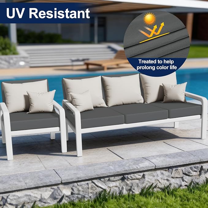 Smiry Waterproof Patio Cushion Covers, Stretch Outdoor Furniture Covers | Couch - Image 3