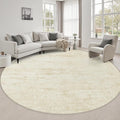 Round Area Rug Living Room: 6 ft Modern Washable Carpet Taupe | by FXRHLP