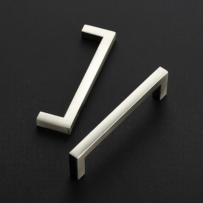 Ravinte 25 Pack Solid 4 Inch Center to Center Slim Square Bar Drawer Handles Kitchen Cabinet Handles Brushed Nickel Drawer Pulls Kitchen Cabinet Hardware Kitchen Handles Cabinet Pulls