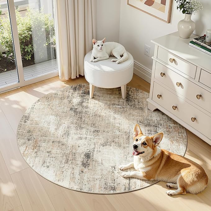 4ft Area Rug for Living Room, Abstract Washable Non-Slip Large Rugs, Dining Room - Image 5