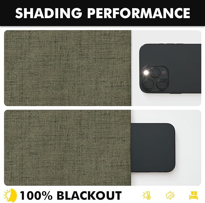 MIULEE 100% Blackout Linen Curtains 42 x 72 Inch Light Olive Green 2 Panels | - Image 7